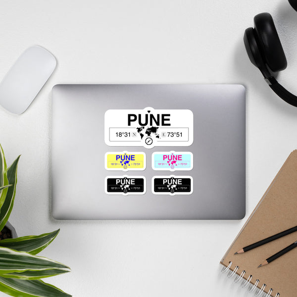 Pune, Maharashtra Stickers, High-Quality Vinyl Laptop Stickers, Set of 5 Pack