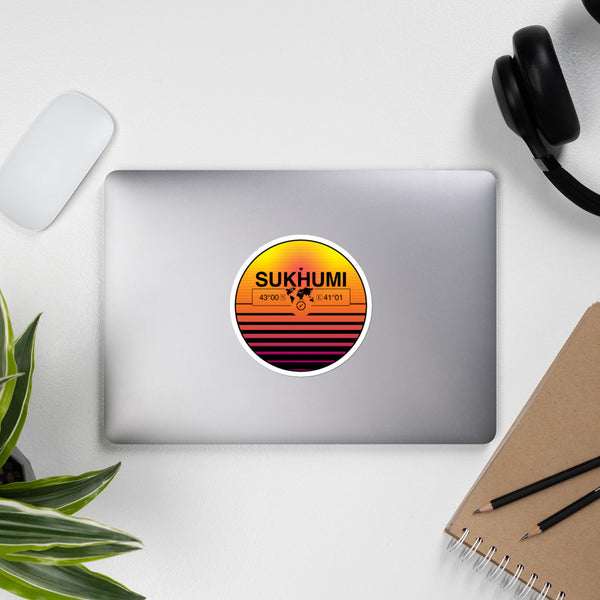 Sukhumi,  georgia  abkhazia - Disputed - 80s Retrowave Synthwave Sunset Vinyl Sticker 4.5"