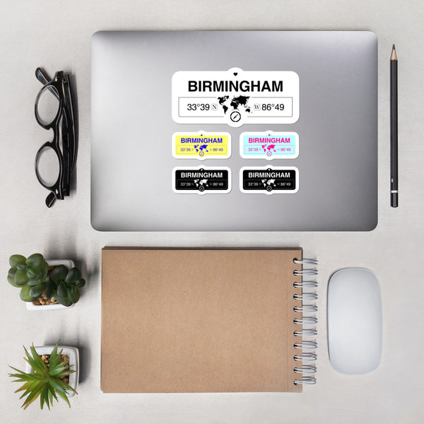 Birmingham, Alabama Stickers, High-Quality Vinyl Laptop Stickers, Set of 5 Pack