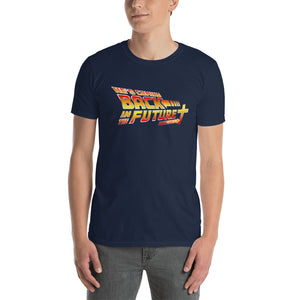 Christian themed back in the future tshirt in navy