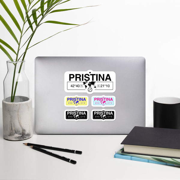 Pristina Kosovo Stickers, High-Quality Vinyl Laptop Stickers, Set of 5 Pack