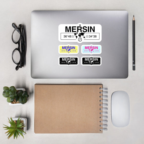 Mersin Turkey Stickers, High-Quality Vinyl Laptop Stickers, Set of 5 Pack