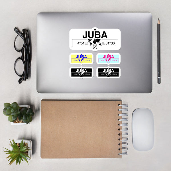 Juba South Suda Stickers, High-Quality Vinyl Laptop Stickers, Set of 5 Pack