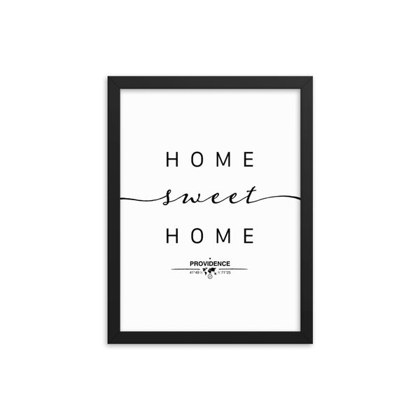 Providence, Rhode Islands, USA Home Sweet Home With Map Coordinates Framed Artwork